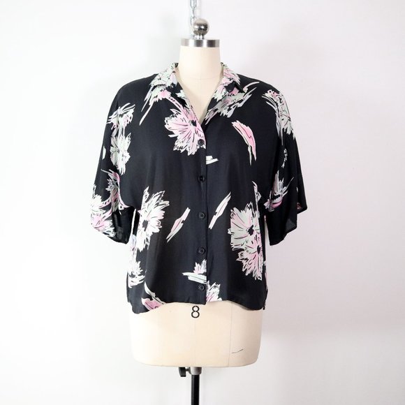 ❌SOLD❌vintage 80s tropical palm print button shirt - Picture 2 of 8